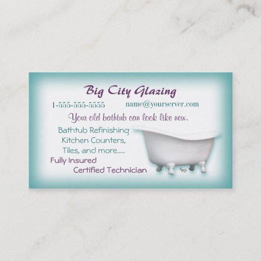 Viktorianische Badewannen-Geschäftskarte fertigen Visitenkarte (Vorderseite)