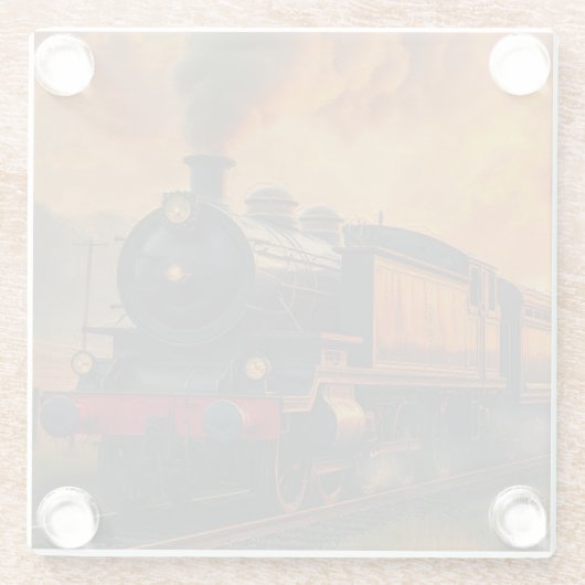 Viktorianische Bahnreise - Dampfzug Glasuntersetzer (Rückseite)