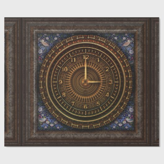 Viktorianische Barockuhr Geschenkpapier (Flach)