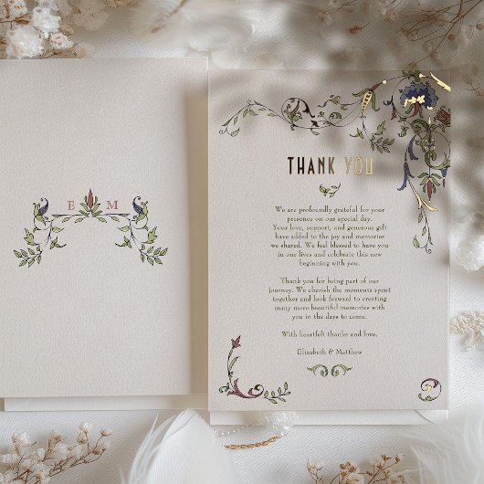 Viktorianische beleuchtete Gold Foil Dankeschön Ca Folieneinladung