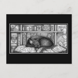 Viktorianische Bibliothekskatze Postkarte