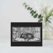 Viktorianische Bibliothekskatze Postkarte (Stehend Vorderseite)