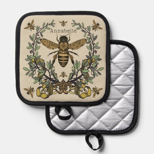 Viktorianische Biene personalisieren Topflappen (Vorderseite/Rückseite)