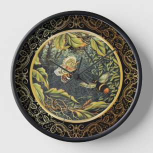 Viktorianische Biene und Schmetterling im Spinnenn Uhr