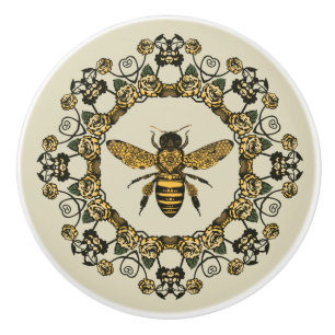 Viktorianische Bienen und Rose Keramikknauf