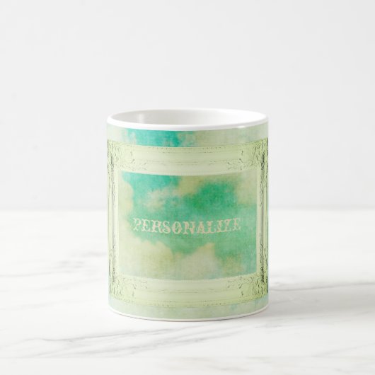 Viktorianische Bilderrahmen-Wolkenmalerei aquamari Kaffeetasse (Mittel)