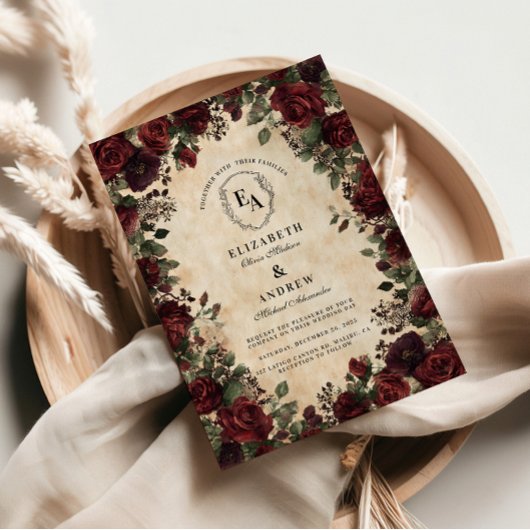 Viktorianische Black Lace Rose Wedding Einladung