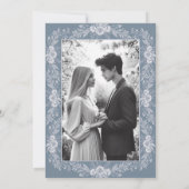 Viktorianische blaue Blumenhochzeit rettet das Dat Save The Date (Rückseite)