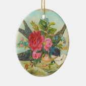 Viktorianische blaue Vogel-Weihnachtsverzierung Keramik Ornament (Rechts)