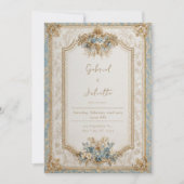 Viktorianische Blauer Barock-Hochzeit Einladung (Vorderseite)