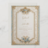 Viktorianische Blauer Barock-Hochzeit Einladung (Vorne/Hinten)