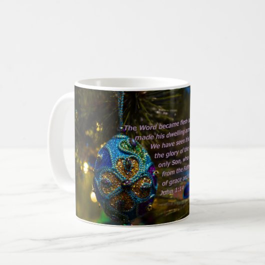 Viktorianische Blue Bible Verse Kaffee Tasse (Vorderseite Links)