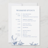 Viktorianische Blue Floral Hochzeitswochenende Einladung (Rückseite)