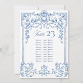 Viktorianische Blue Seating Chart Card Karte (Rückseite)