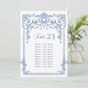 Viktorianische Blue Seating Chart Card Karte