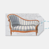 Viktorianische Blue Stripe Chaise Lounge Geschenkt Geschenkanhänger (Vorderseite (Horizontal))