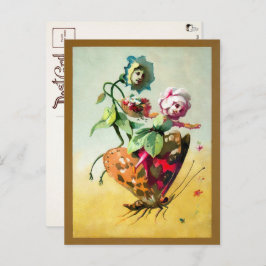 Viktorianische Blume auf dem Weg zum Schmetterling Postkarte