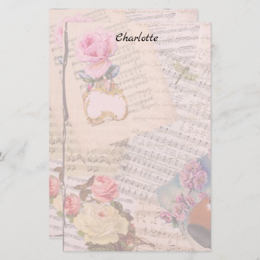 Viktorianische Blume Briefpapier (Vorne/Hinten)