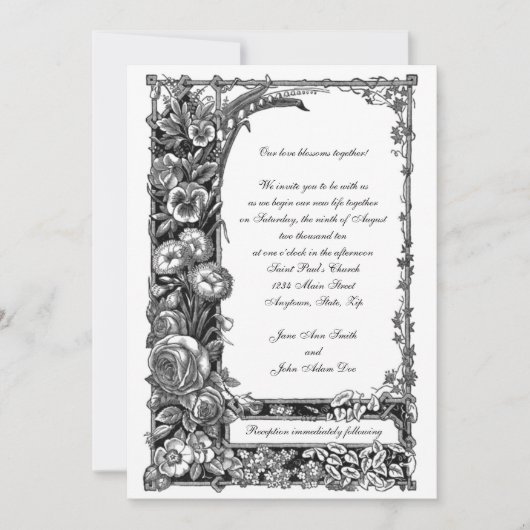 Viktorianische Blume Einladung zur Hochzeit (Vorderseite)