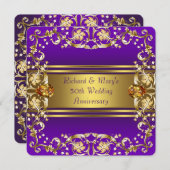 Viktorianische Blume Lila und Gold 50 Jahre alt Einladung (Vorne/Hinten)