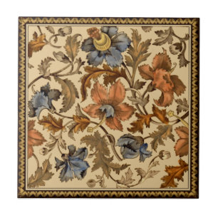 Viktorianische Blume Strewn Transferware 1880s Rep Fliese