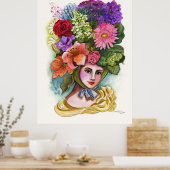 Viktorianische Blume Wasserfarbenmalerei Poster (Küche)