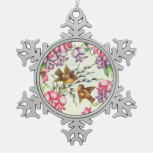 Viktorianische Blumen Vintage Liebesvögel Ornament