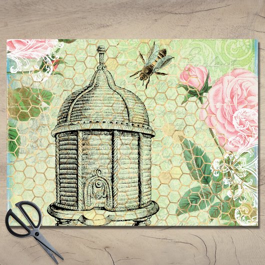 Viktorianische Blumenbeehive Decoupage Seidenpapier