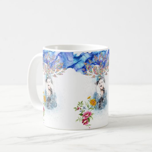 Viktorianische Blumenblauer Tasse (Vorderseite Links)