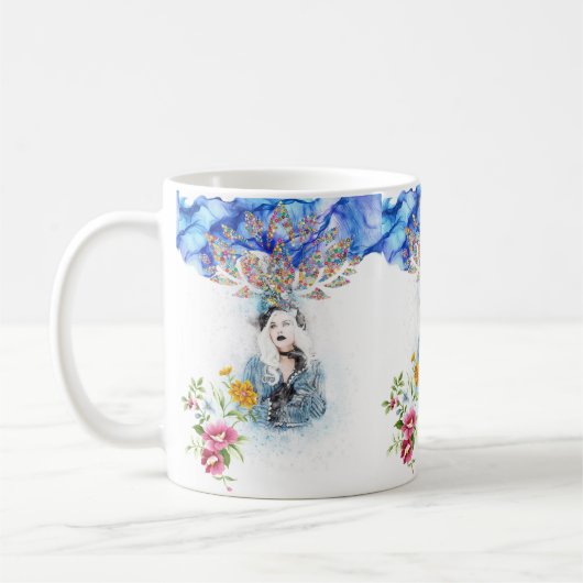 Viktorianische Blumenblauer Tasse (Links)