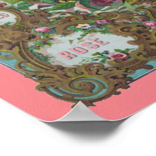 Viktorianische Blumenfruchtbackkarte Poster (Ecke)