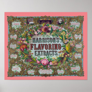 Viktorianische Blumenfruchtbackkarte Poster