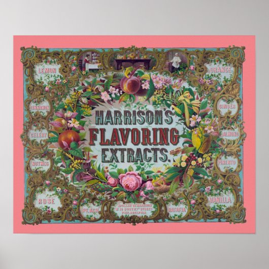 Viktorianische Blumenfruchtbackkarte Poster (Vorne)