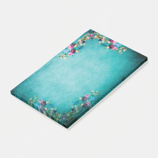 Viktorianische blumengeschmückte Rose Blume aquama Post-it Klebezettel (angewinkelt)