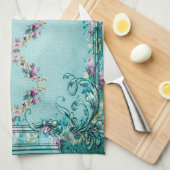 Viktorianische blumengeschmückte Rose Blume und Sc Geschirrtuch (Viertel Falte)