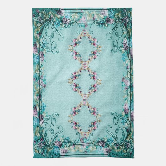 Viktorianische blumengeschmückte Rose Blume und Sc Geschirrtuch (Vertikal)
