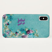 Viktorianische blumengeschmückte Rose elegant aqua Case-Mate iPhone Hülle (Rückseite (Horizontal))