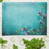 Viktorianische, blumengeschmückte Schriftrolle aqu Geschirrtuch (Gefaltet)