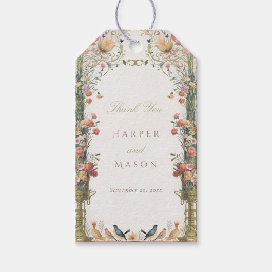 Viktorianische Blumenhochzeit Vielen Dank Geschenkanhänger (Vorderseite)