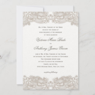 Viktorianische Blumenlatte auf White Design Weddin Einladung