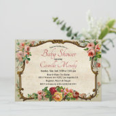 Viktorianische Blumenrahmen Kinderdusche Einladung (Stehend Vorderseite)