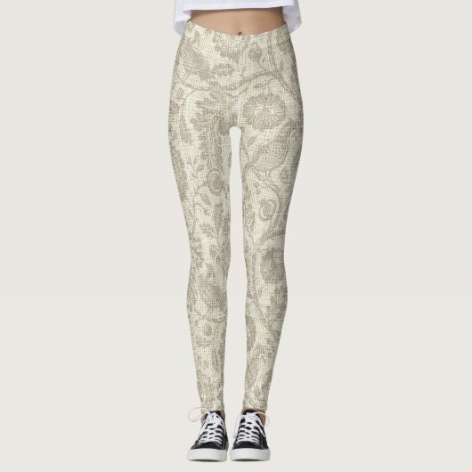 Viktorianische Blumenstraube Kaskade Grosse Drucke Leggings (Vorderseite)