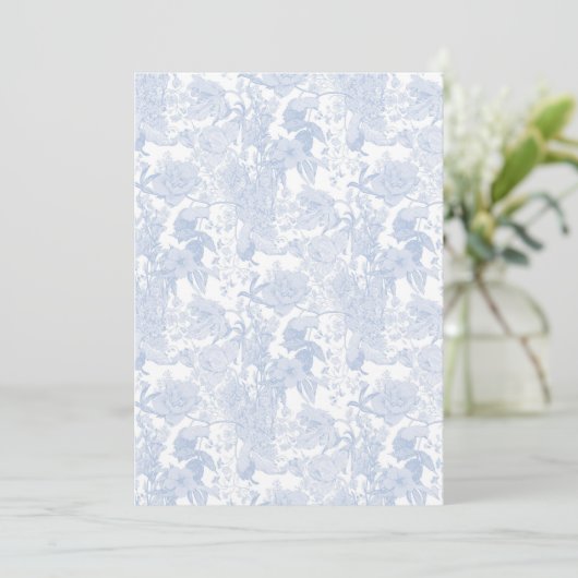 Viktorianische Blumentoile in Wedgewood Blue Save The Date (Stehend Vorderseite)