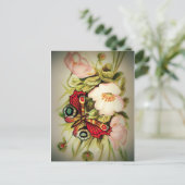 Viktorianische Blüten und Schmetterlinge Postkarte (Stehend Vorderseite)