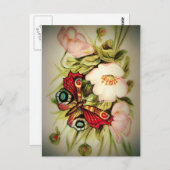 Viktorianische Blüten und Schmetterlinge Postkarte (Vorne/Hinten)