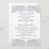 Viktorianische Blütensilber Grau Spitze Einladung (Vorne/Hinten)