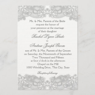 Viktorianische Blütensilber Grau Spitze Einladung
