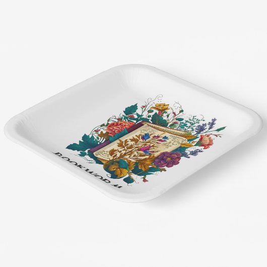 Viktorianische Bookworm-Gestaltung Pappteller (Gewinkelt)