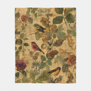 Viktorianische Botanicals und Vögel Elegant Vintag Fleecedecke