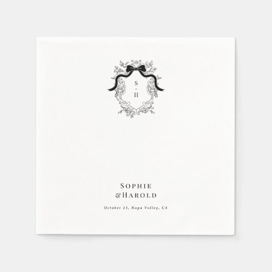 Viktorianische Bow Monogram Wedding oder Engagemen Serviette (Vorderseite)
